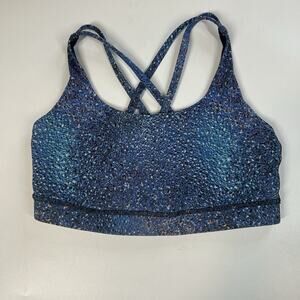 Lululemon Energy Sports Bra Womens 8 Strive Mermaid Galaxy Blue Criss Cross Back